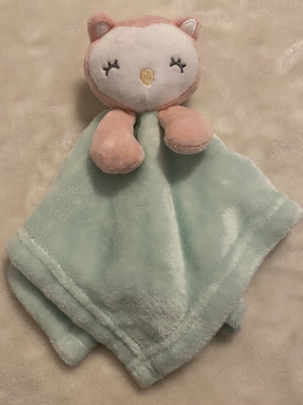 Nemcor Baby's First Owl Pink Blue Plush Baby Security Blanket Lovey